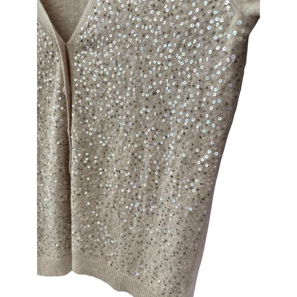 Talbots‎ Sequined Angora Cardigan Tan Size Large Petite - Picture 4 of 7